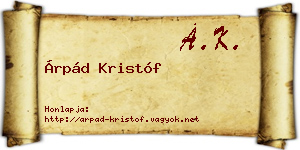 Árpád Kristóf névjegykártya