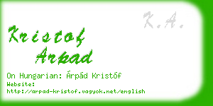 kristof arpad business card