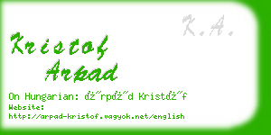 kristof arpad business card